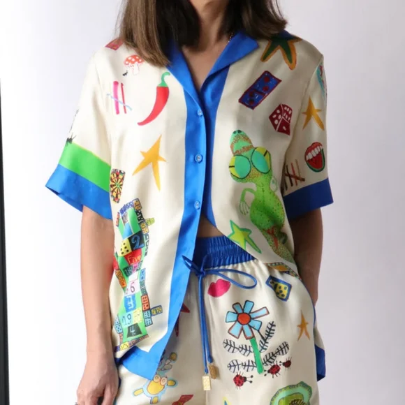 Alémais Silk Multicolored Blouse NWT Sz XS AU 6 - Picture 3 of 6